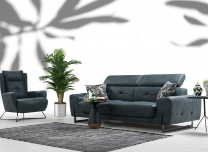 2-piece sofa set comprising three-seater sofa couch living room designer armchair textile furniture